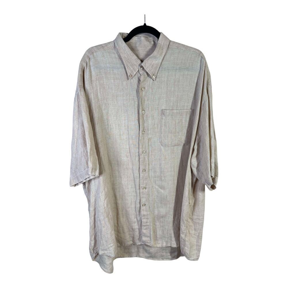 Bobby Jones Collection 100% Linen Mens Button Down Casual Shirt Tan Size XXL